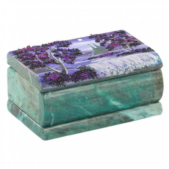 Шкатулка с расписной крышкой Рассвет 10,5х6,5х5 см 120099