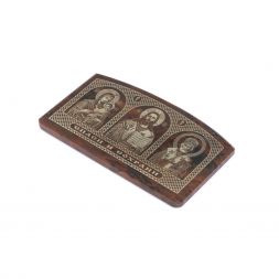 Автоикона &amp;quot;Триптих&amp;quot; из коричневого обсидиана 6,5х4 см