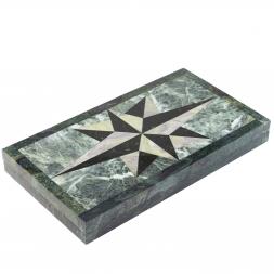 Настольные нарды &amp;quot;Звезда&amp;quot; офиокальцит / черный змеевик