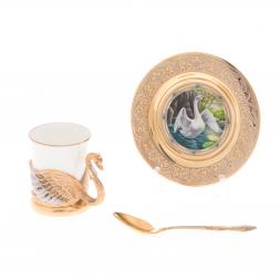 Кофейная пара &amp;quot;Белый лебедь&amp;quot; 80 мл в подарочной коробке Златоуст