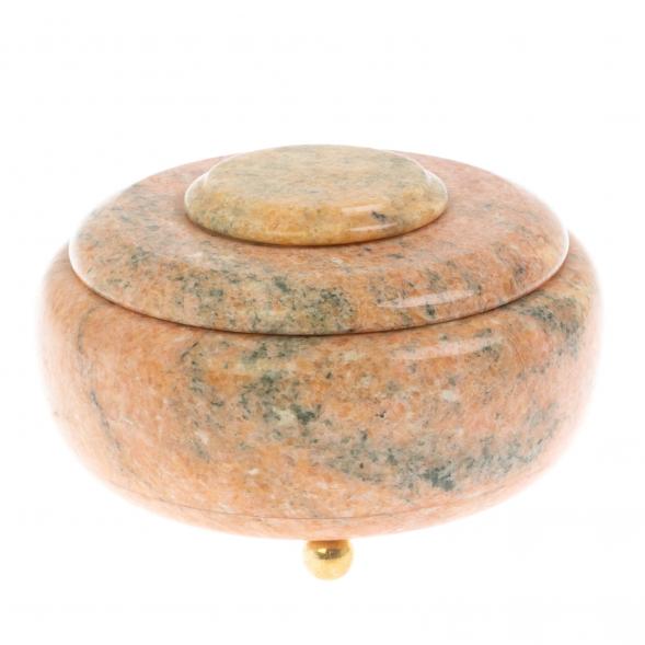 Шкатулка круглая из розового мрамора 15х15х10 см 129904