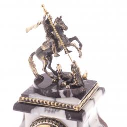 Декоративные часы из бронзы и натурального мрамора "Святой Георгий"