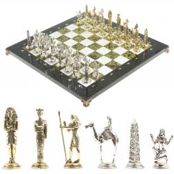 Шахматы "Древний Египет" доска 40х40 см мрамор змеевик