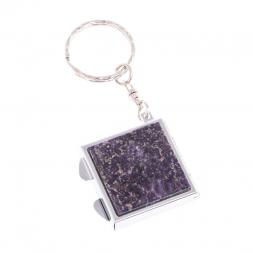 Складное зеркало брелок из сиреневого флюорита квадратное