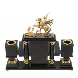 Настольный набор &amp;quot;Георгий Победоносец&amp;quot; из родонита