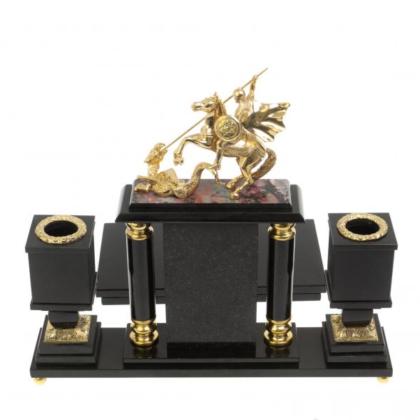 Настольный набор &amp;quot;Георгий Победоносец&amp;quot; из родонита 126974