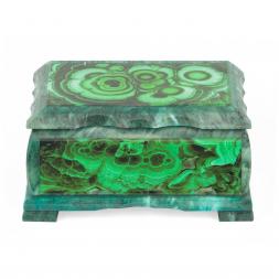 Шкатулка с иллюстрацией под малахит н2 17,5х10,5х8 см