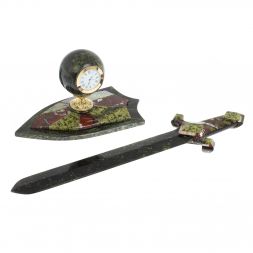 Настольный сувенир &amp;quot;Меч в шаре&amp;quot; змеевик креноид