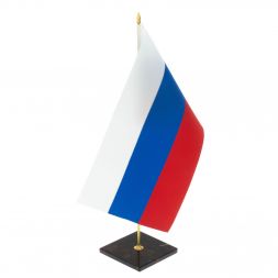 Флагшток настольный с флагом РФ из коричневого обсидиана