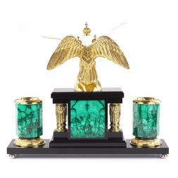 Настольный прибор из малахита &amp;quot;Двуглавый орел&amp;quot;