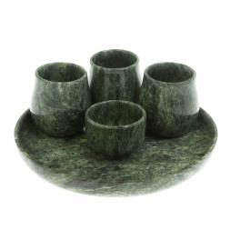 Коньячный набор на 3 персоны из змеевика