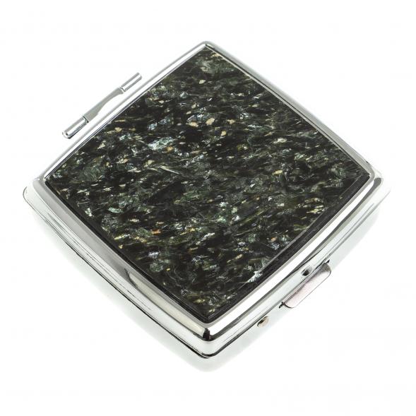 Таблетница на 2 отсека камень мусковит цвет серебро 123366