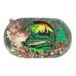 Панно настенное "Волки" змеевик