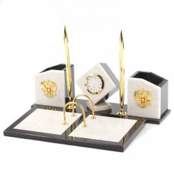 Настольный набор "Куб" из натурального мрамора