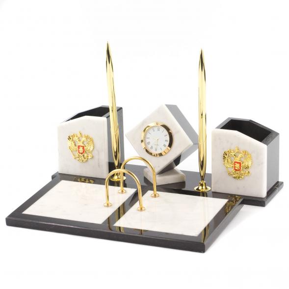 Настольный набор &amp;quot;Куб&amp;quot; из натурального мрамора 120101