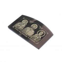 Автоикона "Триптих" из черного обсидиана 7,5х5 см