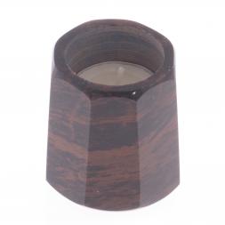 Подсвечник из обсидиана со свечой 6х6х6,5 см