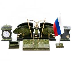 Настольный набор из камня змеевик "Орел"