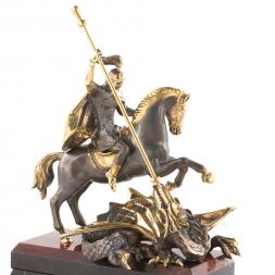 Настольный набор &amp;quot;Георгий Победоносец&amp;quot; из яшмы и бронзы