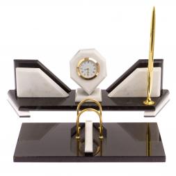 Настольный набор из камня "Эталон" белый мрамор