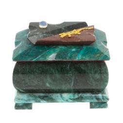 Шкатулка средняя прямоугольная камень змеевик 12х8х8,5 см