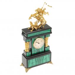 Каминные часы &amp;quot; Георгий Победоносец&amp;quot; камень малахит