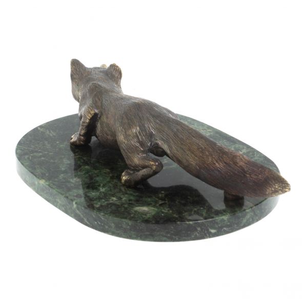 Бронзовая статуэтка &amp;quot;Лис крадется&amp;quot; змеевик 128073