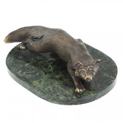 Бронзовая статуэтка "Лис крадется" змеевик