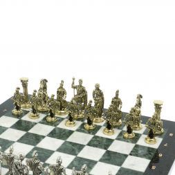 Шахматы &amp;quot;Римские воины&amp;quot; доска 44х44 см из мрамора и змеевика