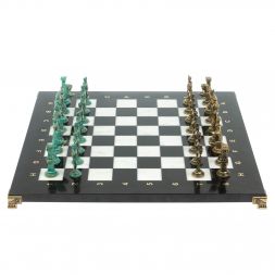 Шахматы &amp;quot;Отечественная война 1812 г. &amp;quot; фигуры бронза / патина 40х40 см мрамор