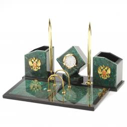 Настольный набор "Куб" камень змеевик