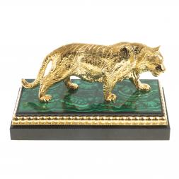 Статуэтка из бронзы &amp;quot;Амурский тигр&amp;quot; камень малахит  Златоуст