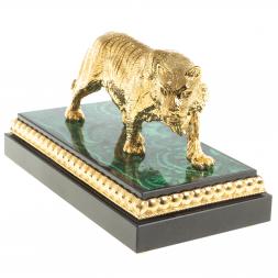 Статуэтка из бронзы &amp;quot;Амурский тигр&amp;quot; камень малахит  Златоуст