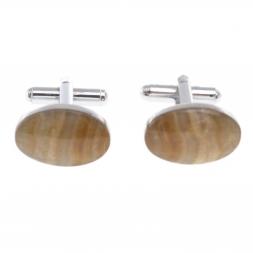 Запонки камень оникс овальные