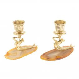 Подсвечники &amp;quot;Русалка&amp;quot; из камня агат с бронзой пара