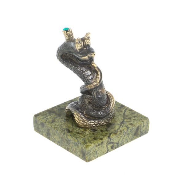 Бронзовая статуэтка «Змея — царевна» на змеевике 127995