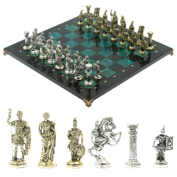 Шахматы &amp;quot;Римские воины&amp;quot; доска 44х44 см из змеевика 128236