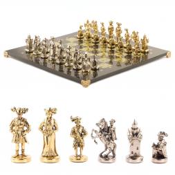 Шахматы "Средневековье" доска 44х44 см камень змеевик