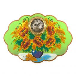 Часы с картиной &amp;quot;Букет маков&amp;quot; 66х48 см каменная крошка