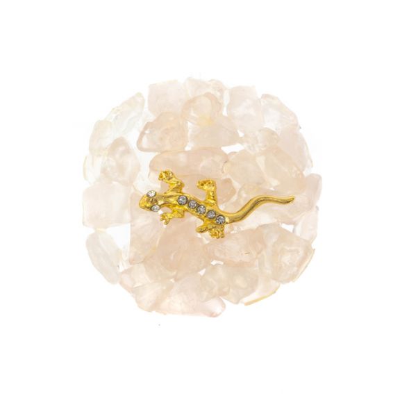 Магнит &amp;quot;Розовый кварц&amp;quot; с ящерицей 5х5х1 см 128617