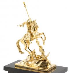 Часы &amp;quot;Георгий Победоносец&amp;quot; из малахита и бронзы