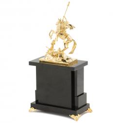 Часы &amp;quot;Георгий Победоносец&amp;quot; из малахита и бронзы