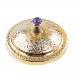 Икорница с рыбкой из бронзы &amp;quot;Стерлядка&amp;quot; камень чароит позолота Златоуст