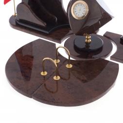 Письменный прибор &amp;quot;Лидер&amp;quot; камень обсидиан коричневый