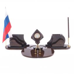 Письменный прибор &amp;quot;Лидер&amp;quot; камень обсидиан коричневый