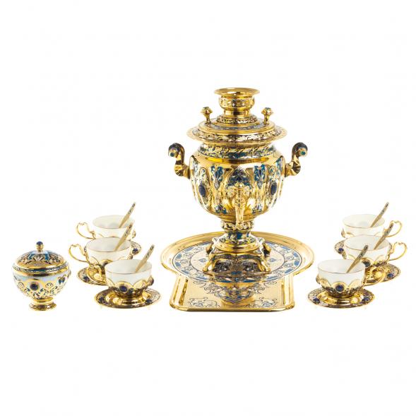 Самовар с сервизом на 6 персон &amp;quot;Лазуритовый&amp;quot; Златоуст 123369