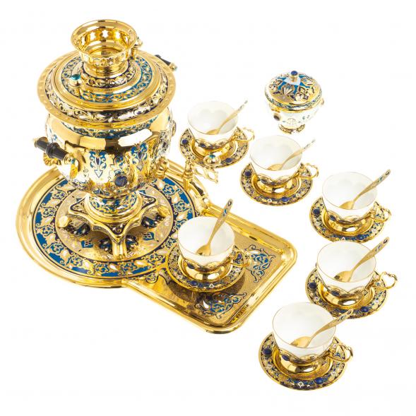 Самовар с сервизом на 6 персон &amp;quot;Лазуритовый&amp;quot; Златоуст 123369