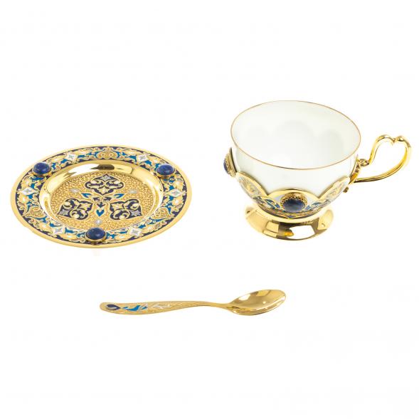 Самовар с сервизом на 6 персон &amp;quot;Лазуритовый&amp;quot; Златоуст 123369