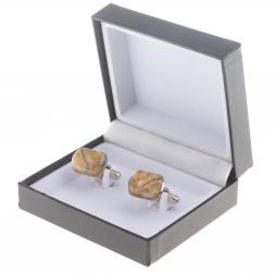 Запонки камень оникс закругленные