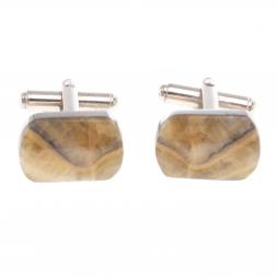 Запонки камень оникс закругленные